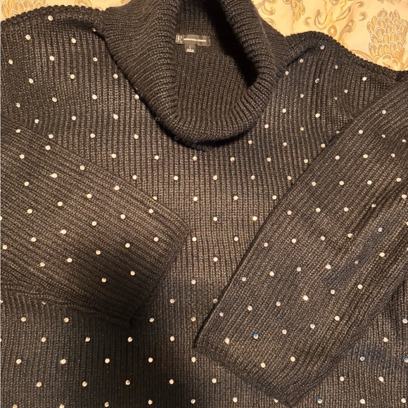 Oversized turtleneck sweater with rhinestones. Size L fits like XL. - Picture 5 of 7